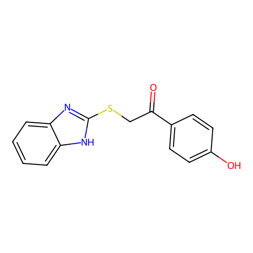 2-(1H-benzimidazol-2-ylsulfanyl)-1-(4-hydroxyphenyl)ethanone structure