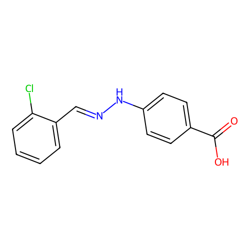 4-[(2E)-2-(2-chlorobenzylidene)hydrazinyl]benzoic acid structure
