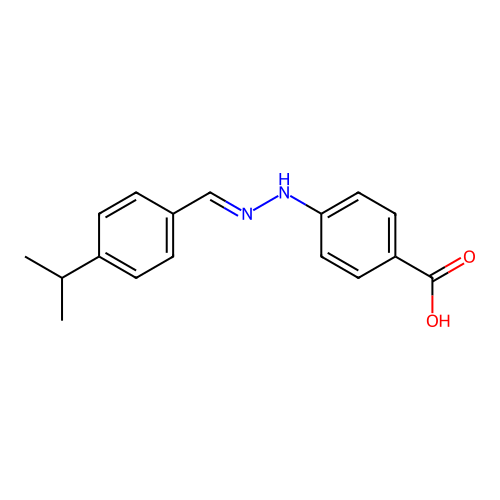 4-{(2E)-2-[4-(propan-2-yl)benzylidene]hydrazinyl}benzoic acid structure
