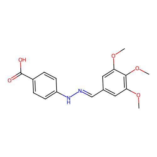 4-[(2E)-2-(3,4,5-trimethoxybenzylidene)hydrazinyl]benzoic acid structure