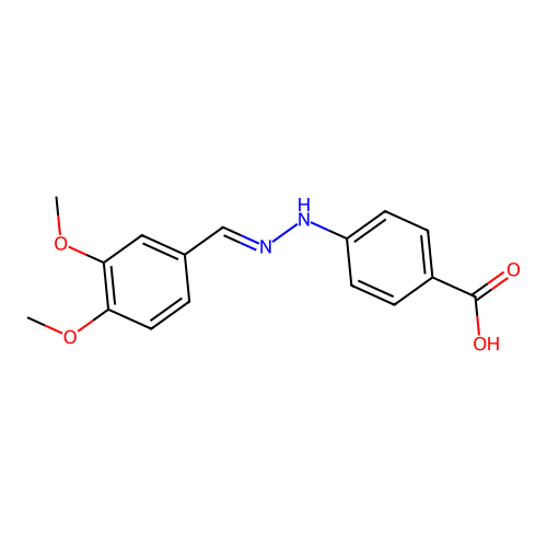 4-[(2E)-2-(3,4-dimethoxybenzylidene)hydrazinyl]benzoic acid structure
