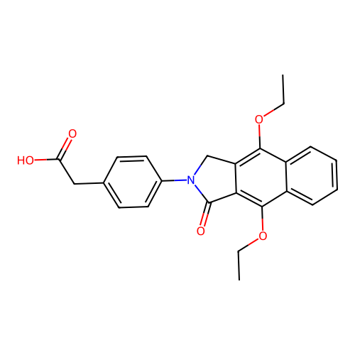 [4-(4,9-diethoxy-1-oxo-1,3-dihydro-2H-benzo[f]isoindol-2-yl)phenyl]acetic acid structure