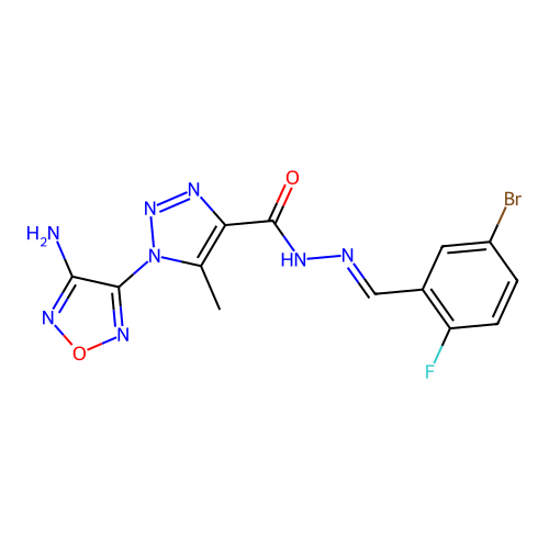 1-(4-amino-1,2,5-oxadiazol-3-yl)-N'-(5-bromo-2-fluorobenzylidene)-5-methyl-1H-1,2,3-triazole-4-carbohydrazide structure