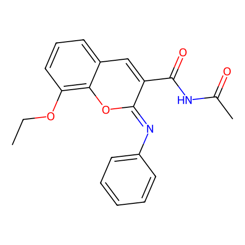(Z)-N-acetyl-8-ethoxy-2-(phenylimino)-2H-chromene-3-carboxamide structure