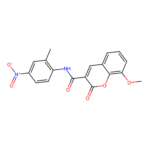 8-methoxy-N-(2-methyl-4-nitrophenyl)-2-oxo-2H-chromene-3-carboxamide structure