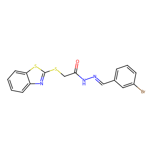 2-(1,3-benzothiazol-2-ylthio)-N'-[(E)-(3-bromophenyl)methylidene]acetohydrazide structure