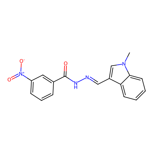 N-[(E)-(1-methylindol-3-yl)methylideneamino]-3-nitrobenzamide structure