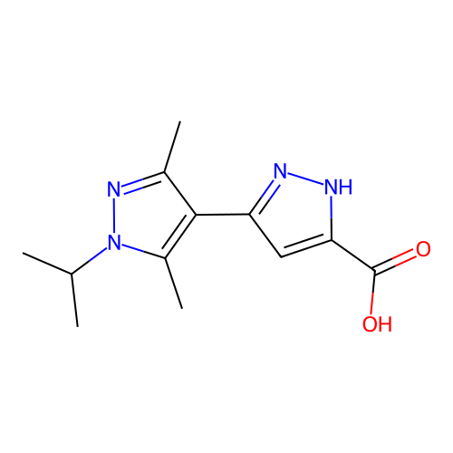 1'-Isopropyl-3',5'-dimethyl-1H,1'H-3,4'-bipyrazole-5-carboxylic acid structure