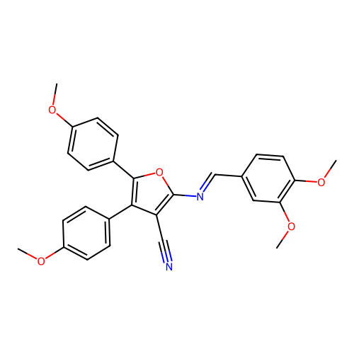 2-[(3,4-Dimethoxybenzylidene)amino]-4,5-bis(4-methoxyphenyl)-3-furonitrile structure