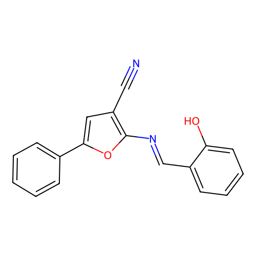 2-{[(2-Hydroxyphenyl)methylidene]amino}-5-phenylfuran-3-carbonitrile structure