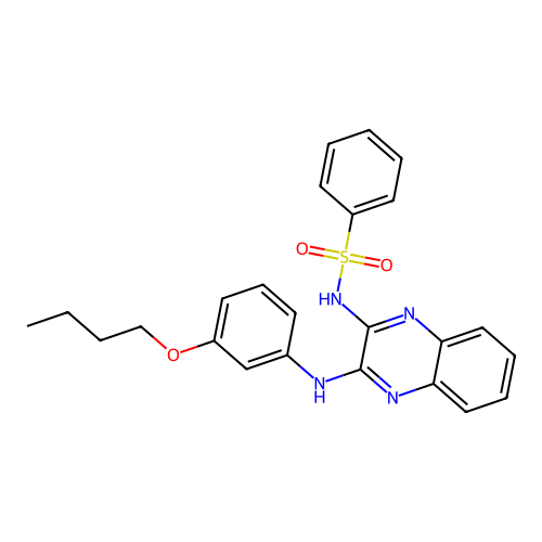 N-{3-[(3-butoxyphenyl)amino]quinoxalin-2-yl}benzenesulfonamide structure