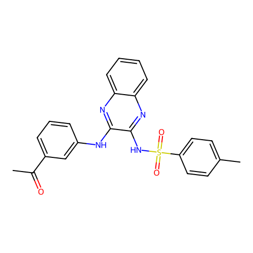 N-(3-((3-acetylphenyl)amino)quinoxalin-2-yl)-4-methylbenzenesulfonamide structure