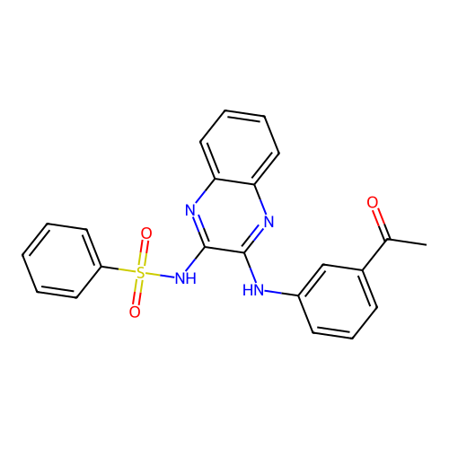 N-(3-((3-acetylphenyl)amino)quinoxalin-2-yl)benzenesulfonamide structure