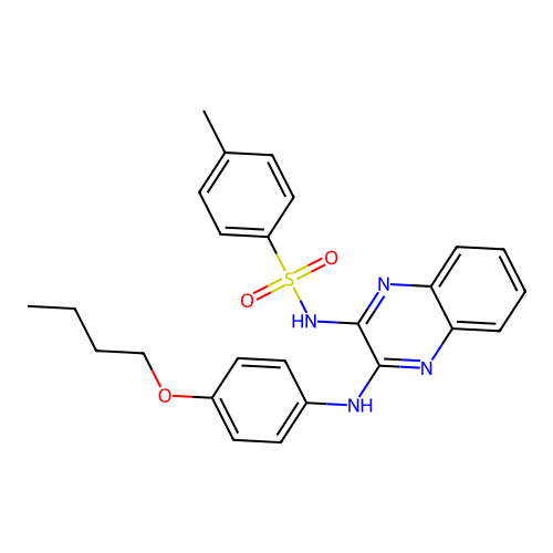 N-(3-((4-butoxyphenyl)amino)quinoxalin-2-yl)-4-methylbenzenesulfonamide structure