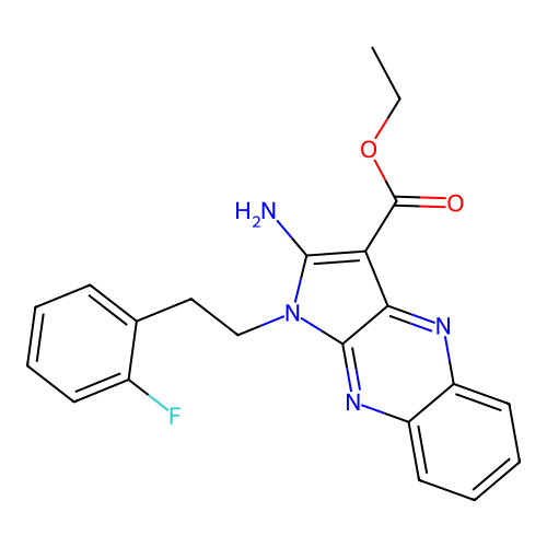 ethyl 2-amino-1-(2-fluorophenethyl)-1H-pyrrolo[2,3-b]quinoxaline-3-carboxylate structure