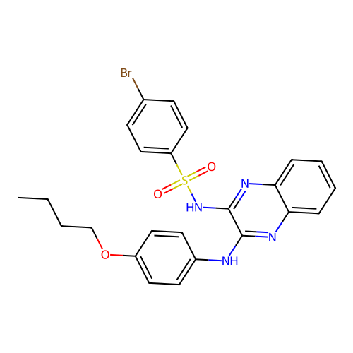 4-bromo-N-(3-((4-butoxyphenyl)amino)quinoxalin-2-yl)benzenesulfonamide structure