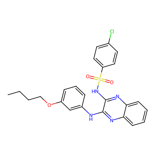 N-(3-((3-butoxyphenyl)amino)quinoxalin-2-yl)-4-chlorobenzenesulfonamide structure