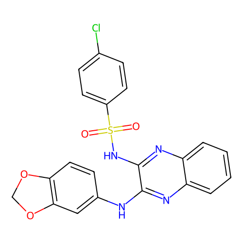 N-[3-(1,3-benzodioxol-5-ylamino)quinoxalin-2-yl]-4-chlorobenzenesulfonamide structure