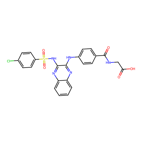 2-[[4-[[3-[(4-chlorophenyl)sulfonylamino]quinoxalin-2-yl]amino]benzoyl]amino]acetic Acid structure