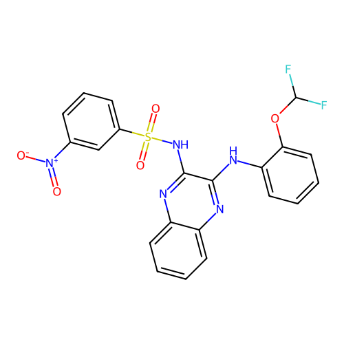 N-(3-{[2-(difluoromethoxy)phenyl]amino}quinoxalin-2-yl)-3-nitrobenzenesulfonamide structure