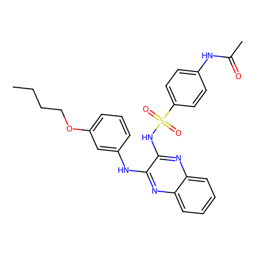 N-[4-[[3-(3-butoxyanilino)quinoxalin-2-yl]sulfamoyl]phenyl]acetamide structure