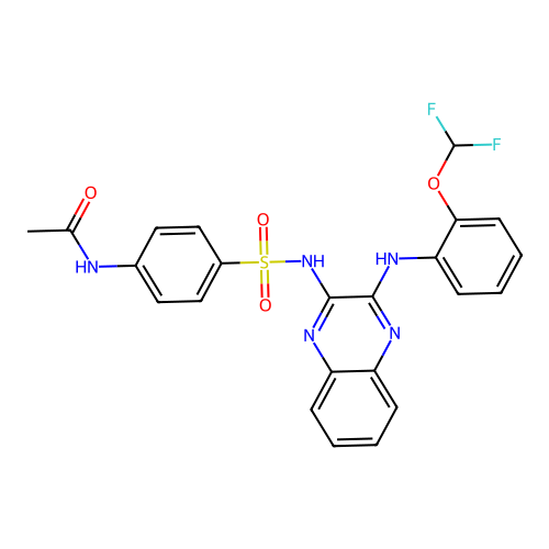 N-(4-(N-(3-((2-(difluoromethoxy)phenyl)amino)quinoxalin-2-yl)sulfamoyl)phenyl)acetamide structure