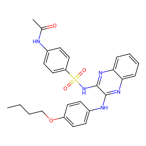N-(4-(N-(3-((4-butoxyphenyl)amino)quinoxalin-2-yl)sulfamoyl)phenyl)acetamide structure