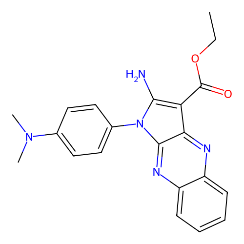 ethyl 2-amino-1-(4-(dimethylamino)phenyl)-1H-pyrrolo[2,3-b]quinoxaline-3-carboxylate structure