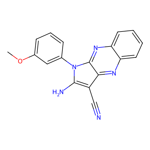 2-amino-1-(3-methoxyphenyl)-1H-pyrrolo[2,3-b]quinoxaline-3-carbonitrile structure