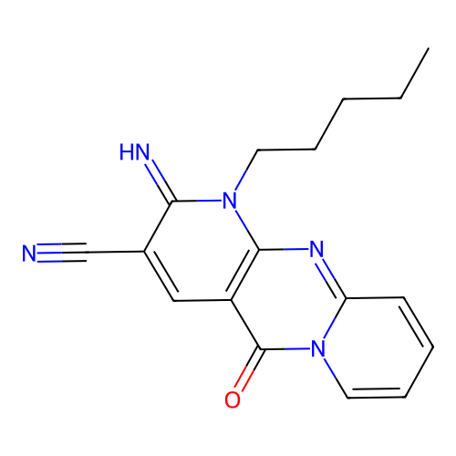 2-imino-5-oxo-1-pentyl-2,5-dihydro-1H-dipyrido[1,2-a:2',3'-d]pyrimidine-3-carbonitrile structure