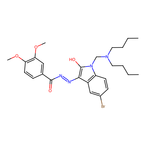 (E)-N'-(5-bromo-1-((dibutylamino)methyl)-2-oxoindolin-3-ylidene)-3,4-dimethoxybenzohydrazide structure