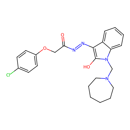N'-[(3E)-1-(azepan-1-ylmethyl)-2-oxo-1,2-dihydro-3H-indol-3-ylidene]-2-(4-chlorophenoxy)acetohydrazide structure
