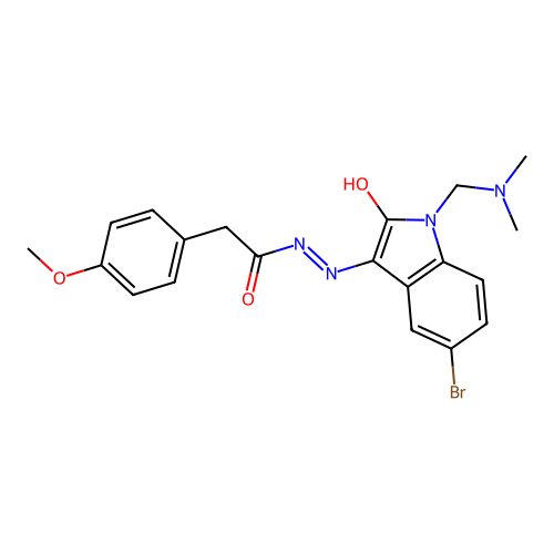 (E)-N'-(5-bromo-1-((dimethylamino)methyl)-2-oxoindolin-3-ylidene)-2-(4-methoxyphenyl)acetohydrazide structure