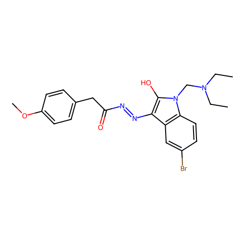 (E)-N'-(5-bromo-1-((diethylamino)methyl)-2-oxoindolin-3-ylidene)-2-(4-methoxyphenyl)acetohydrazide structure