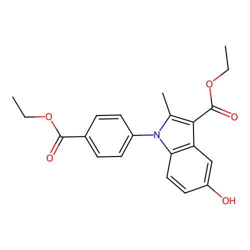 ethyl 1-[4-(ethoxycarbonyl)phenyl]-5-hydroxy-2-methyl-1H-indole-3-carboxylate structure