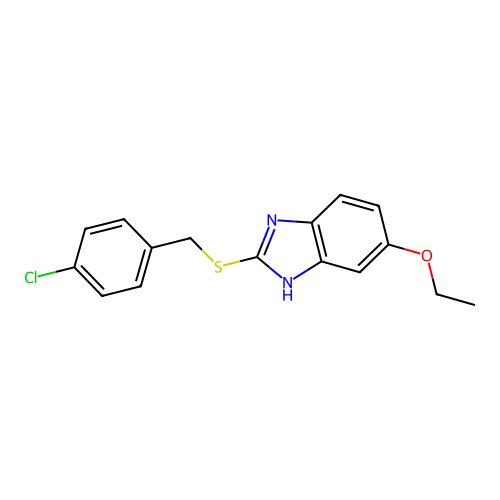 2-[(4-chlorobenzyl)sulfanyl]-1H-benzimidazol-5-yl ethyl ether structure