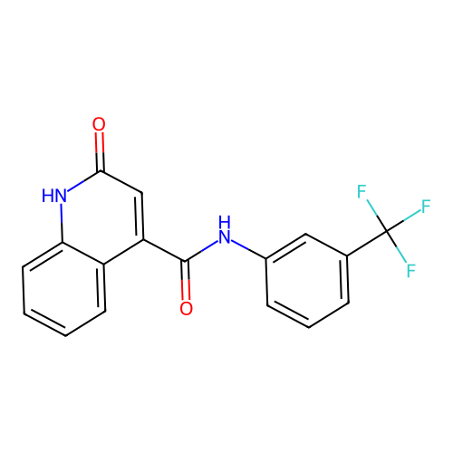 2-oxo-N-(3-(trifluoromethyl)phenyl)-1,2-dihydroquinoline-4-carboxamide structure