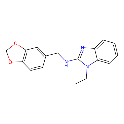 N-(1,3-benzodioxol-5-ylmethyl)-1-ethyl-1H-benzimidazol-2-amine structure