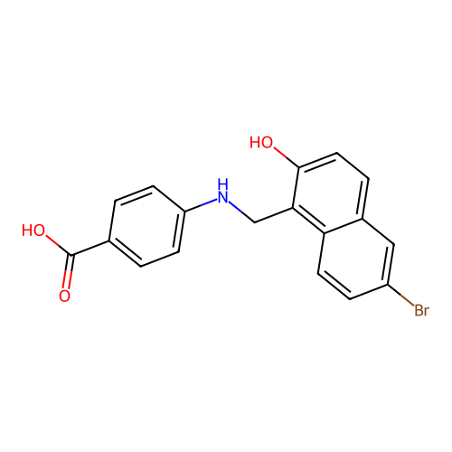 4-(((6-Bromo-2-hydroxynaphthalen-1-yl)methyl)amino)benzoic acid structure