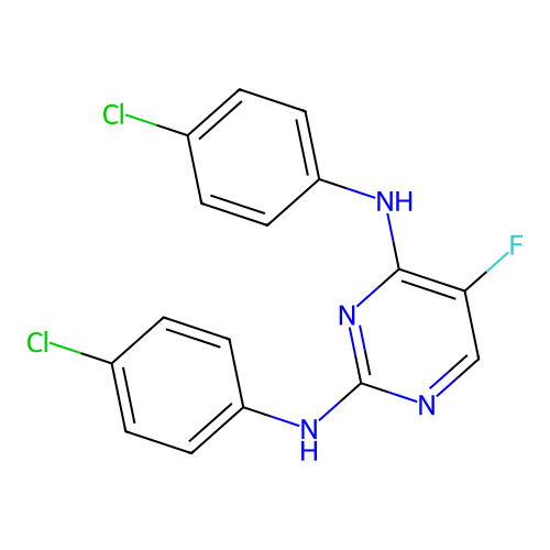 N,N'-bis(4-chlorophenyl)-5-fluoropyrimidine-2,4-diamine structure