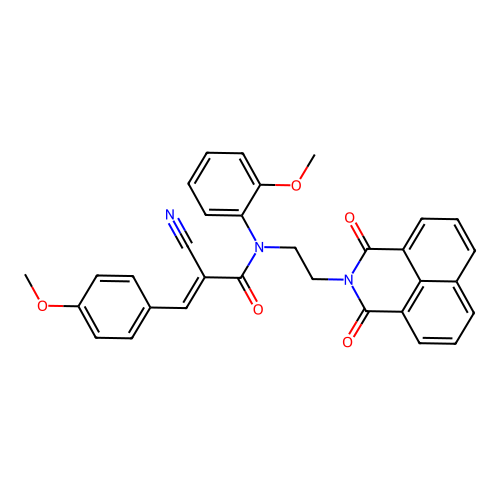 (E)-2-cyano-N-[2-(1,3-dioxobenzo[de]isoquinolin-2-yl)ethyl]-N-(2-methoxyphenyl)-3-(4-methoxyphenyl)prop-2-enamide structure