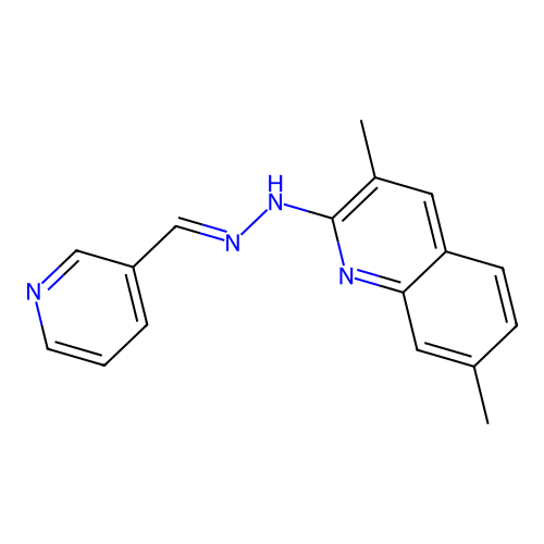 3,7-dimethyl-2-[(2E)-2-(pyridin-3-ylmethylidene)hydrazinyl]quinoline structure