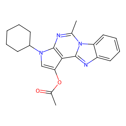 3-cyclohexyl-5-methyl-3H-benzo[4,5]imidazo[1,2-c]pyrrolo[3,2-e]pyrimidin-1-yl acetate structure