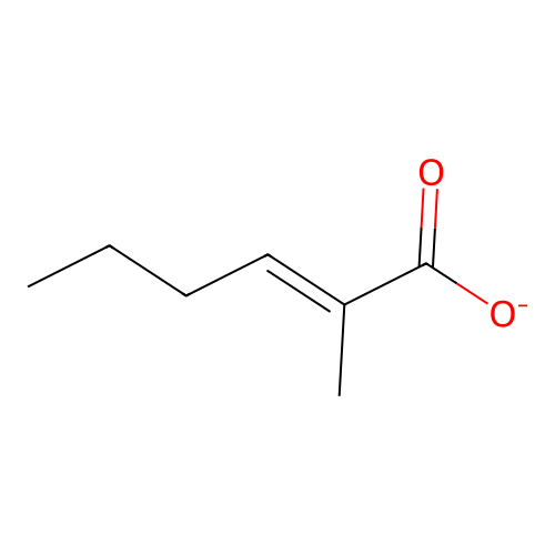 (2E)-2-methylhex-2-enoate structure
