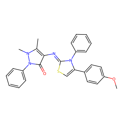 (Z)-4-((4-(4-methoxyphenyl)-3-phenylthiazol-2(3H)-ylidene)amino)-1,5-dimethyl-2-phenyl-1H-pyrazol-3(2H)-one structure