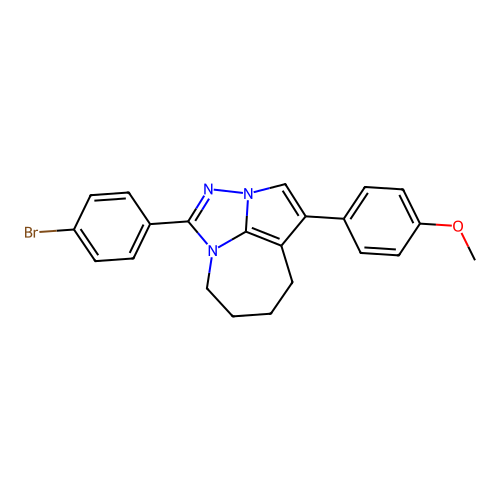 1-(4-bromophenyl)-4-(4-methoxyphenyl)-5,6,7,8-tetrahydro-2,2a,8a-triazacyclopenta[cd]azulene structure