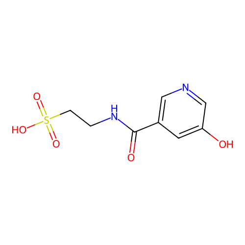 2-[(5-Hydroxypyridine-3-carbonyl)amino]ethanesulfonic acid structure