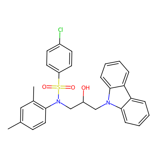 N-[3-(9H-carbazol-9-yl)-2-hydroxypropyl]-4-chloro-N-(2,4-dimethylphenyl)benzenesulfonamide structure