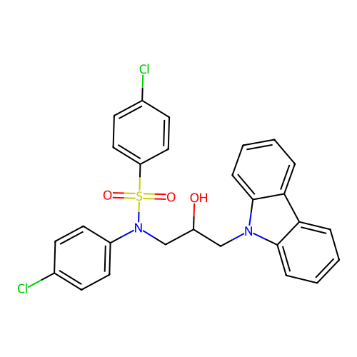 (3-carbazol-9-yl-2-hydroxypropyl)(4-chlorophenyl)[(4-chlorophenyl)sulfonyl]ami ne structure