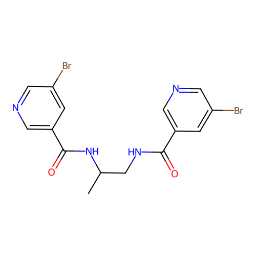 N,N'-(propane-1,2-diyl)bis(5-bromonicotinamide) structure